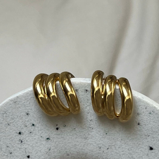 GOLD TRIPLE HOOP EARRINGS