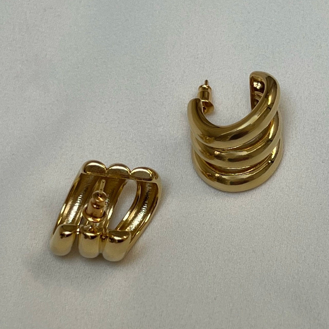 GOLD TRIPLE HOOP EARRINGS