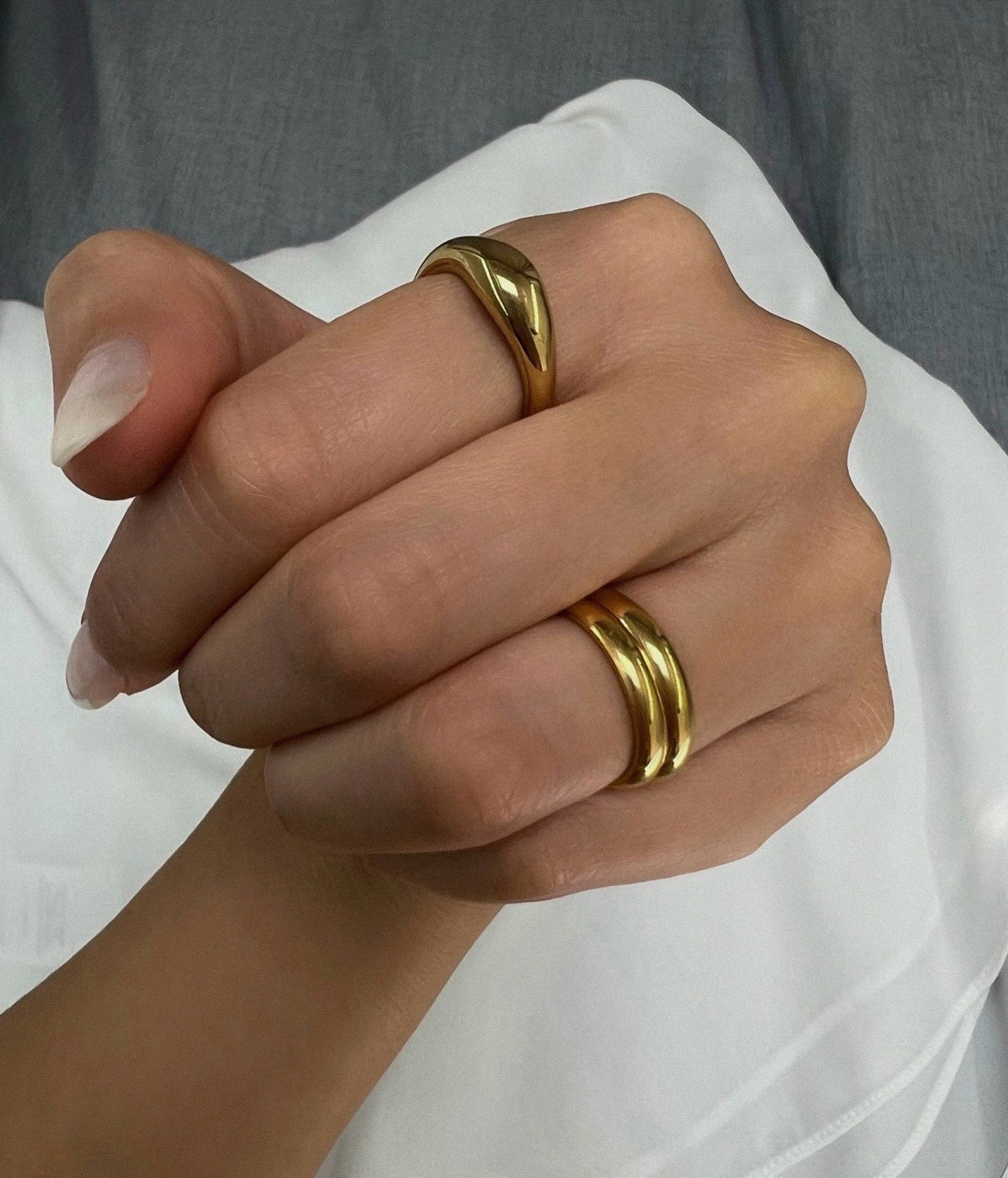 IRREGULAR WAVY CHUNKY GOLD STATEMENT RING