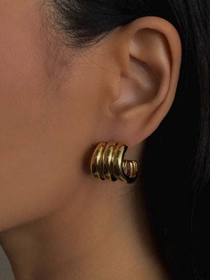 GOLD TRIPLE HOOP EARRINGS