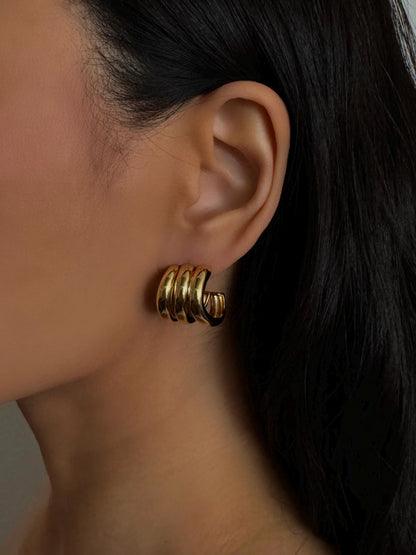 GOLD TRIPLE HOOP EARRINGS